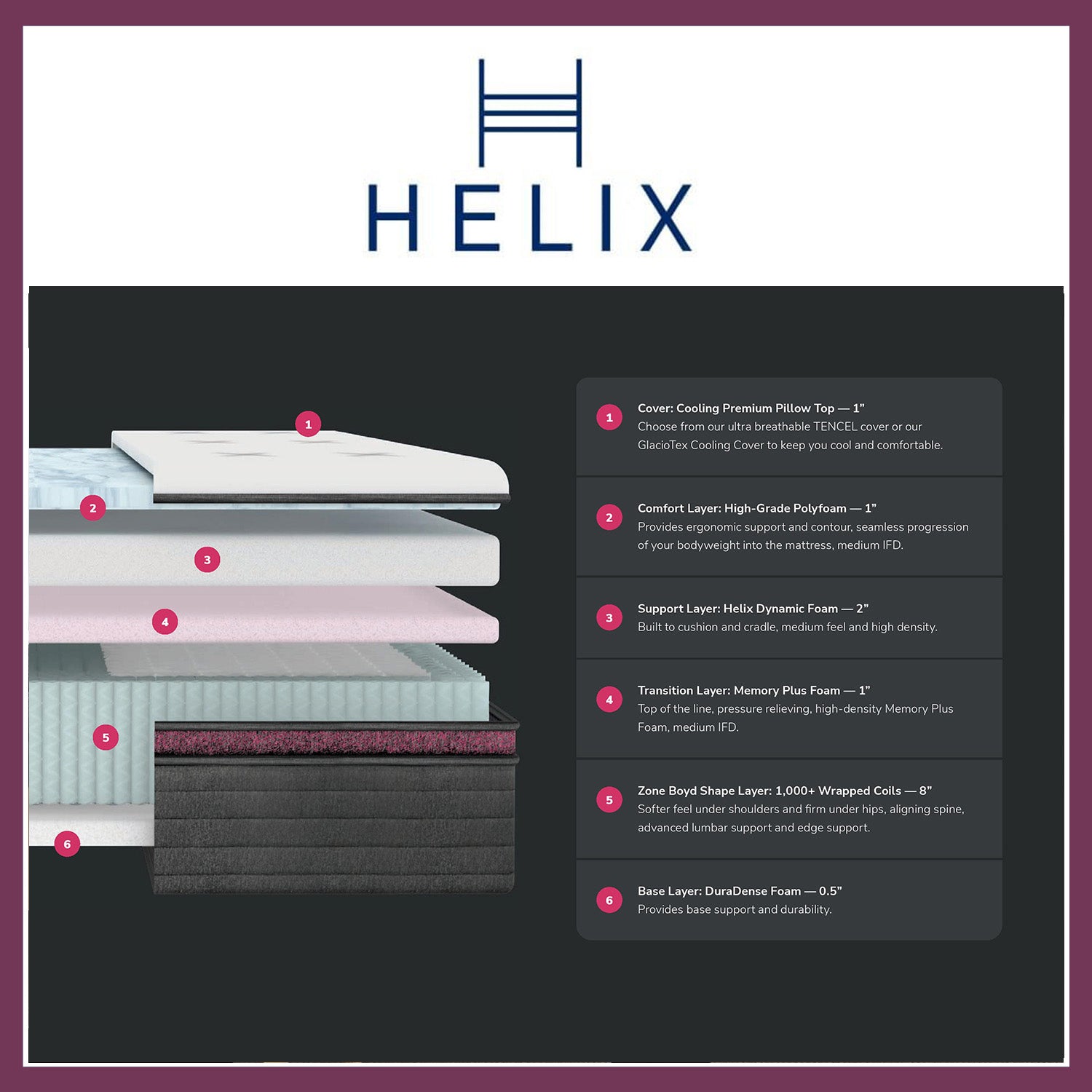 Helix Dusk Luxe Mattress 20% + 2 Free Dream Pillows